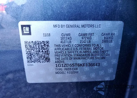 2019 Chevrolet Malibu Lt from USA, damaged, VIN 1G1ZD5ST6KF136643